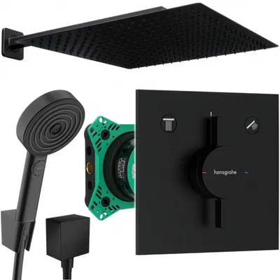 Produktbild von Hansgrohe und Jowi Unterputz Duschsystem Schwarz, mit 360mm Kopfbrause, Duscharmatur DuoTurn E
