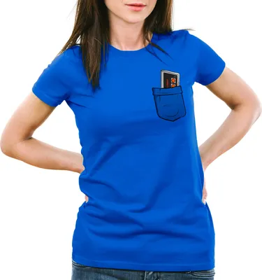 Produktbild von style3 NES Brusttasche Damen T-Shirt classic 8-Bit konsole, Farbe:Blau, Größe:XL