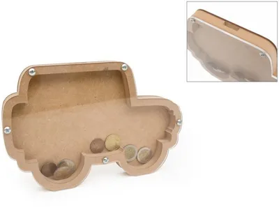 Produktbild von Hobbygroep Spardose Auto MDF transparent dekorativ 25,2x16,5x1,6 cm