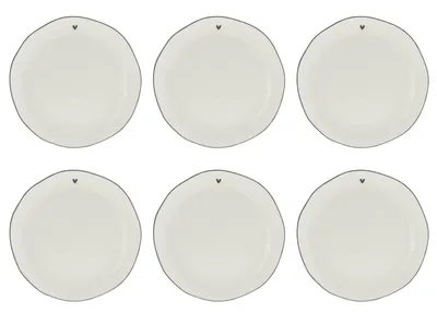 Produktbild von 6er Set Kuchenteller HEART weiß mit Herz 19cm Keramik Bastion Collections