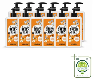 Zdjęcie produktu dla 12 sztuk mydła do rąk "Marcel's Green Soap" - pomarańcz i jaśmin - 500 ml - opakowanie zbiorcze
