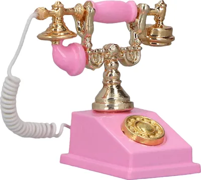 Image de Dollhouse Mini -Modèle de téléphone Rétro Simulation Européenne Vintage -Décoration pour 1:12 Rose