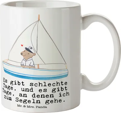 Produktbild von Mr. & Mrs. Panda Kaffeetasse Bär Segeln - Weiß - Geschenk, Becher, Yachtclub, Segelschule, Segelboot, Sportart, Segeltörn, Kaffeebecher, tasse für kaffee, Teetasse
