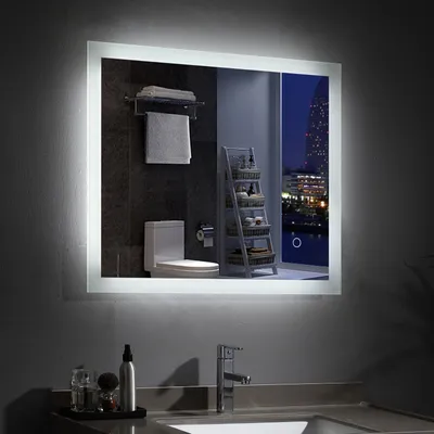 Produktbild von LISA Badspiegel 80x60cm mit Beleuchtung, LED Badezimmerspiegel Beschlagfrei Lichtspiegel Wandspiegel mit Touch-schalter+Anti-fog IP44 Energie sparen Dimmbar 3 Lichtfarben MIB
