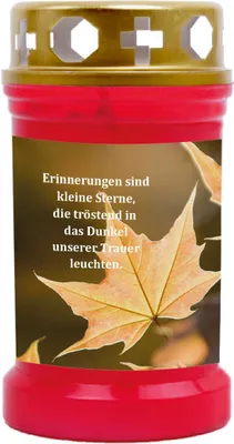 Produktbild von Grabkerze Rot, Brenndauer: 40 Stunden, Motiv: Ahorn