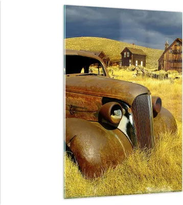 Produktbild von Bilder auf glas - Einteilig - Bauernhof altes Auto aufgegeben - 80x120cm - Glasbilder - Wandbilder - Bilder - Wanddekoration aus Glas - Glas Bilder - Wandbild auf Glas - GPA80x120-1289