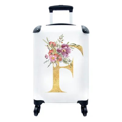 Produktbild von MuchoWow® Koffer Handgepäck Trolley Rollkoffer Kleine Reisekoffer mit 4 Rollen - Brief - Blume - Illustration - Cabin Size < 55x40x23 cm & 55x40x20 cm - Fotokoffer - Kabinenkoffer - Boardgepäck - Reise-Box - Reisekoffer - Reisegepäck - Koffer mit Bild - Trolley für Kinder