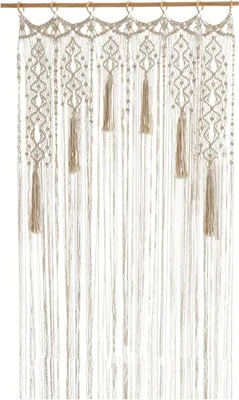 Produktbild von Makramee Wandbehang, handgewebter Boho Türvorhang, Wanddekoration für Raumteiler, Fenster, Türen, Hochzeitskulisse, Beige, Innenraumdeko.