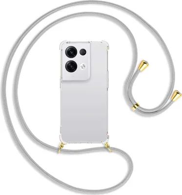 Produktbild von Handykette Backcover-Schutzhülle mit Band (Metall goldfarben) für Oppo Reno8 Pro 5G (6.62'') - silbergrau