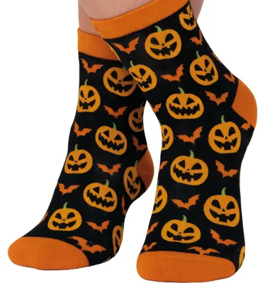 Immagine prodotto di Calzini Halloween Pumpkin Spooky Pumpkin Heads Scary Dark Accents, Taglia: 22 - 28 Colore: Multicolore
