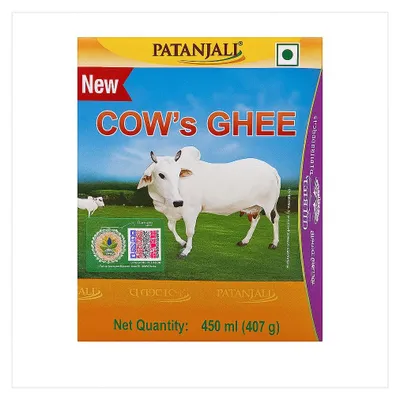 Zdjęcie produktu dla Masło klarowane Patanjali Cow's Ghee 450 ml – aromatyczne do smażenia