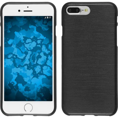 Produktbild von PhoneNatic Case kompatibel mit Apple iPhone 7 Plus / 8 Plus - silber Silikon Hülle brushed + 2 Schutzfolien