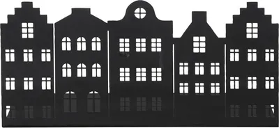 Produktbild von Häuserleiste TOWN schwarz L25cm Dekoleiste mit Häusern aus Metall Haussilhouette