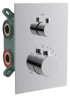 Imagen del producto de Sapho KIMURA: Termostato empotrado para ducha, cuerpo de instalación, 2 salidas, cromo