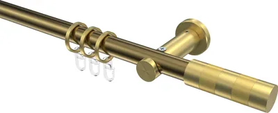 Produktbild von Interdeco Gardinenstange / Vorhangstange Messing Antik / Messing-Optik, Typ Platon Mavell (Zylinder), 20 mm Ø 1-läufig, 260 cm