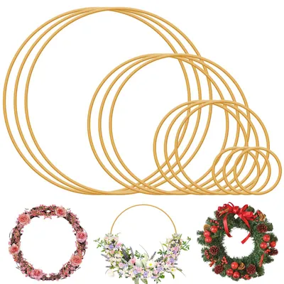 12 Metallringe 5/10/15/20 cm gold für DIY-Dekoration