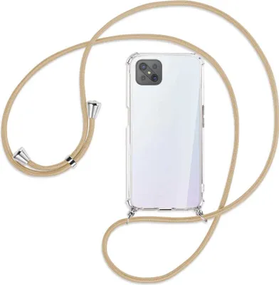 Produktbild von Handykette Backcover-Schutzhülle mit Band (Metall silberfarben) für Oppo A92S / Reno4 Z 5G - caramel