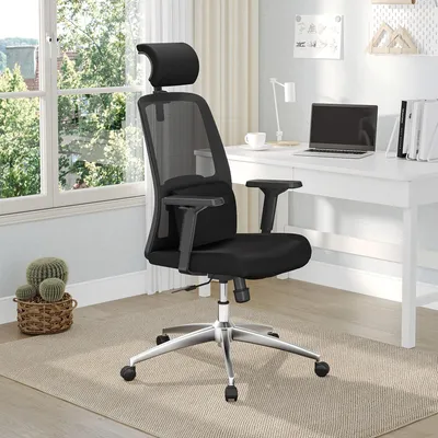 Zdjęcie produktu dla Krzesło biurowe – Ergonomiczne krzesło obrotowe z regulowanym podparciem lędźwiowym i oddychającą siatką