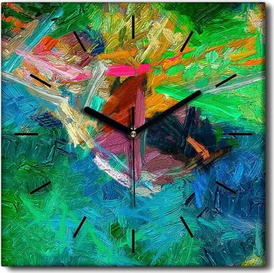 Produktbild von Coloray Uhr auf Leinwand 30x30 cm Wand Uhr Dekoration Wohnzimmer Segeltuch schwarze Hände -Abstraktion Kunstkunst