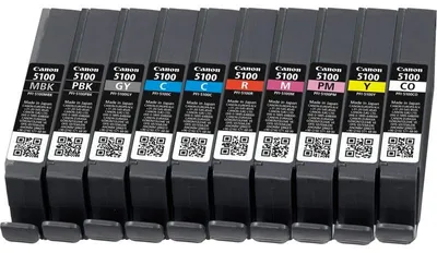 Productafbeelding van Canon PFI-5100 multipack, standaard opbrengst, azuur, matzwart, zwart, 14,4 ml, 14,4 ml, 10 stuks, meervoudige verpakking
