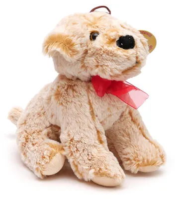 Image de Deef Chien en peluche assis nœud rouge