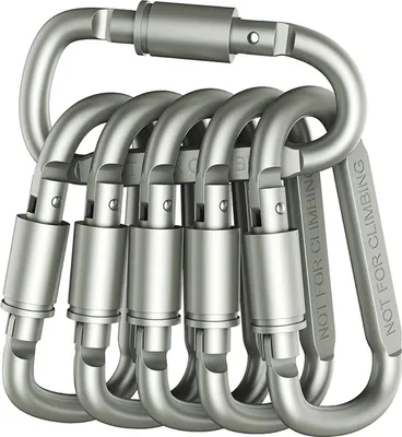 Produktbild von 6 Stück Karabinerhaken mit D-Ring, Schlüsselclip, Federkarabinerhaken, Schnellverschluss, rostfrei, korrosionsbeständig, Mini-Karabinerclips