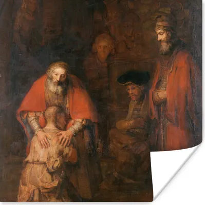 Produktbild von MuchoWow® Poster Die Rückkehr des verlorenen Sohnes - Gemälde von Rembrandt van Rijn 50x50 cm - Wohnzimmerdekoration