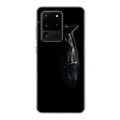 Produktbild von MuchoWow® Handyhülle Schutzhülle Hülle für Samsung Galaxy S20 Ultra Pferd - Leicht - Schwarz Silikon Softcase Handy Hülle - Karteninhaber