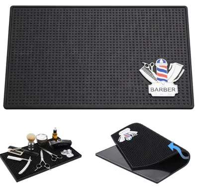 Image de Tapis de travail antidérapant pour coiffeur et barbier, organisateur d'outils et accessoires 34x23 cm