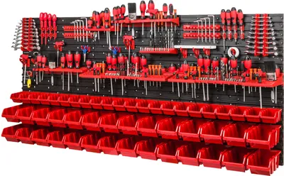 Produktbild von 6x Wandregal Lagersystem 50 Boxen Halterungen 1728 mm x 780 mm Stapelboxen Set