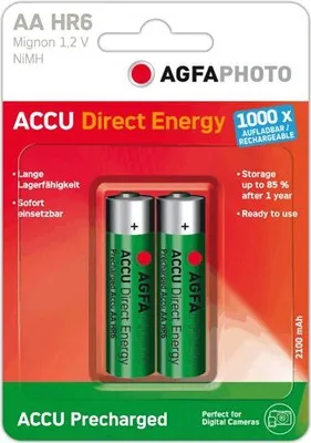 Produktbild von Akku NiMH, Mignon, AA, HR06, 1.2V/2100mAh Instant Energy, Retail Blister (2-Pack)