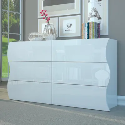 Produktbild von Moderne 6-Schubladen-Kommode Weiß Onda Sideboard für Schlafzimmer
