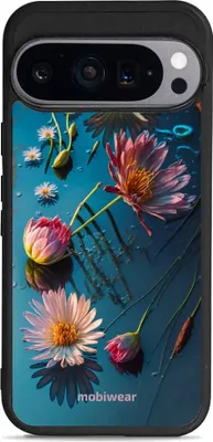 Image de Coque de téléphone pour Google Pixel 9 Pro, Mobiwear Glossy Case, bleu à motifs floraux