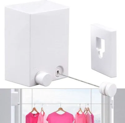 Image de Séchoir à linge extensible pour l'intérieur et l'extérieur, 4,2 m, acier inoxydable, blanc