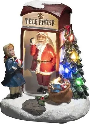 Produktbild von Konstsmide Telephone Box Santa LED, Leichte Dekorationsfigur, Mehrfarbig, Polyresin, Universal, IP20, 6 h