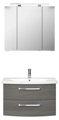 Produktbild von Badmöbelset 3-teilig Pelipal xpressline 4010 BxHxT 84 x 200 x 45 cm Frontfarbe graphit struktur quer mit Waschtisch Kera