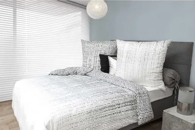 Produktbild von Bettwäsche Satin Rijn Stadt Blau 100% Baumwolle Reißverschluss Heckett & Lane Bettbezug Kissenbezug Bettgarnitur glänzend edel waschbar pflegeleicht