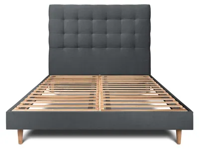 Produktbild von Bett mit gepolstertem Kopfteil – Samtstoff - 150 x 200 cm
