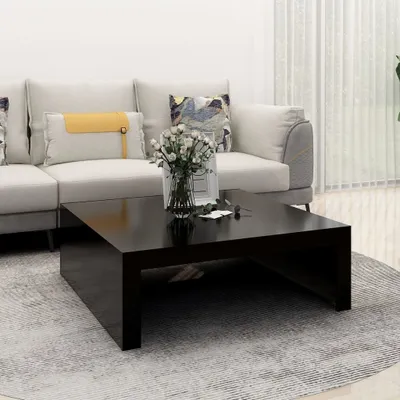 Produktbild von "Rabatt" Couchtisch modern - Wohnzimmertisch - Einfache Montage - Schwarz 100x100x35 cm Holzwerkstoff - Kaffeetisch CC20821