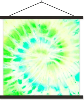 Produktbild von MuchoWow® Textilposter Krawattenfärbung - Grün - Farbe 90x90 cm mit schwarzem Rahmen - Magnetisches