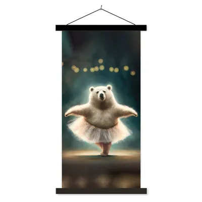 Produktbild von MuchoWow® Textilposter Eisbär - Rock - Ballett - Porträt - Tiere - Kinder 60x120 cm mit schwarzem Rahmen - Magnete