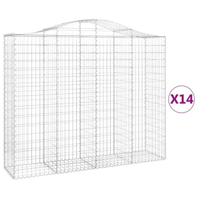Obrázok produktu pre vidaXL Gabiony s vysokým oblúkom 14ks. 200x50x160/180cm Pozinkované železo