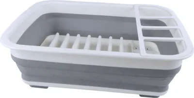 Produktbild von Gimex Camping Geschirr Abtropfgestell Geschirrablage grau - weiß 38 x 29 cm faltbar