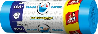 Zdjęcie produktu dla Worki Do Segregacji Śmieci Jan Niezbędny 120 Litrów Niebieskie 10 Sztuk