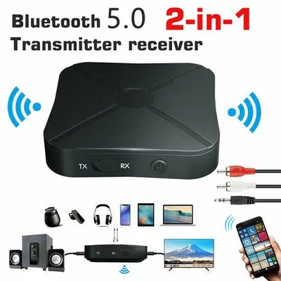Obrázok produktu pre Bluetooth adaptér s technológiou 5.0, kombinovaný vysielač a prijímač, pre televízor, reproduktory v aute a počítačový zvuk
