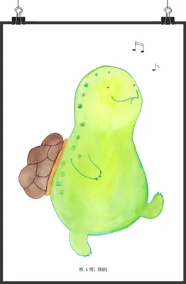 Produktbild von Mr. & Mrs. Panda Bild Schildkröte Pfeifen DIN A0 - Weiß - Geschenk, Schildkröten, Wandbild, Kunstdruck, Lebensfreude, drucke, Glück, wanddeko, Neuanfang, poster