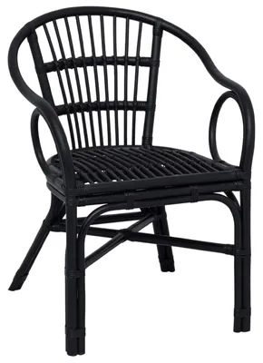 Image de Chaise empilable vidaXL, noire, 58 x 60 x 81 cm, rotin
