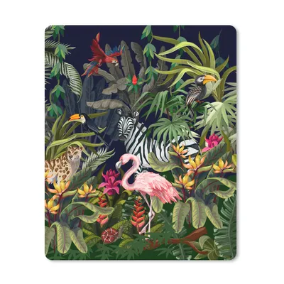 Produktbild von MuchoWow® Mauspad Mousepad Dschungeltiere - Natur - Jungen - Mädchen - Flamingo - Zebra 30x40 cm - Mousepads - Maus Mat - Pad - Mausunterlage - Mausmatten