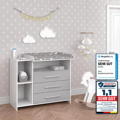 Zdjęcie produktu dla Przewijak dla dziecka Vicco Oskar Biały/szary 113 x 100 cm, Model 30719, Obraz wygenerowany przez AI