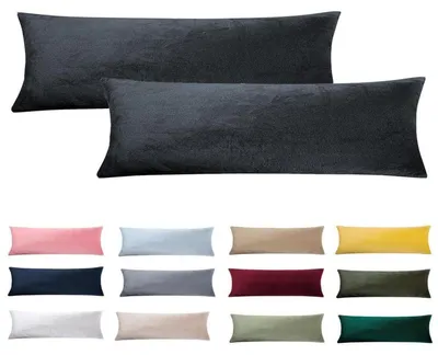 Immagine prodotto di Cuscini per chi dorme su un lato, rivestimento 40 x 145 cm, set da 2, colore antracite, in velluto, morbidi e soffici